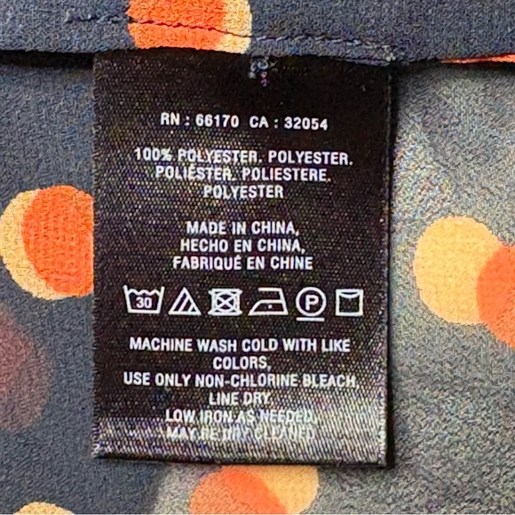 Maeve Anthropologie High Neck Sheer Polka Dot Ruffle Blouse Size 2 Navy Orange - Picture 9 of 10